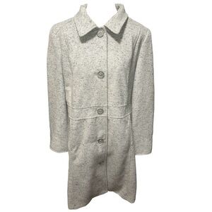 wool blend speckled light gray trench coat size women’s large merona brand